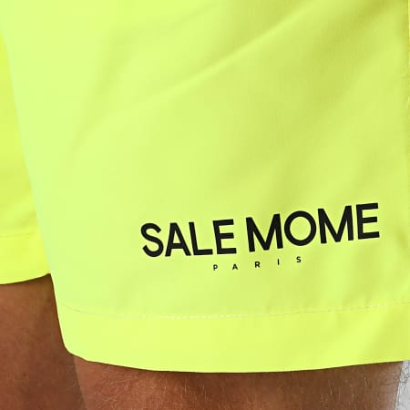 Sale Môme Paris - Short De Bain Small Logo Jaune Fluo Noir