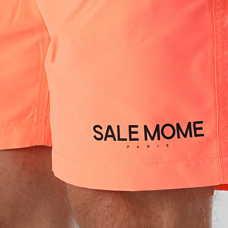 Sale Môme Paris - Short De Bain Small Logo Orange Fluo Noir