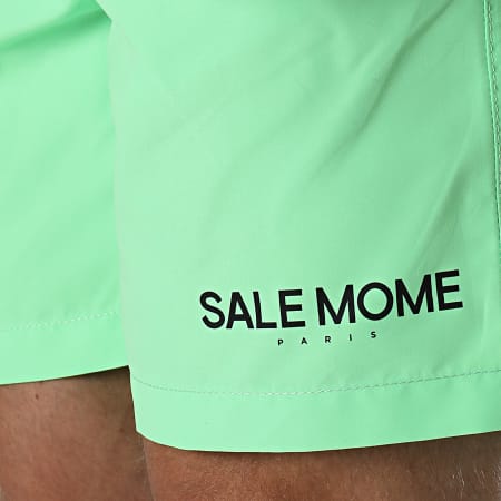 Sale Môme Paris - Short De Bain Small Logo Vert Fluo Noir