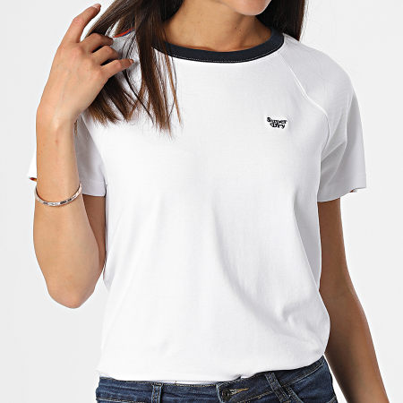 Superdry - Tee Shirt Femme A Bandes W1010851A Blanc