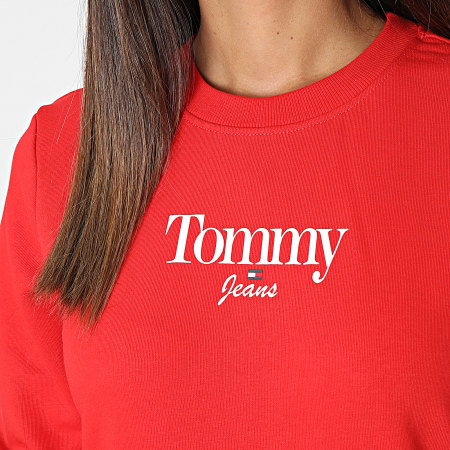 Tommy Jeans - Felpa donna girocollo Regular Essential Logo 3574 Rosso