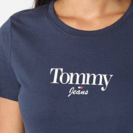 Tommy Jeans - Tee Shirt Femme Skinny Essential Logo 3696 Bleu Marine