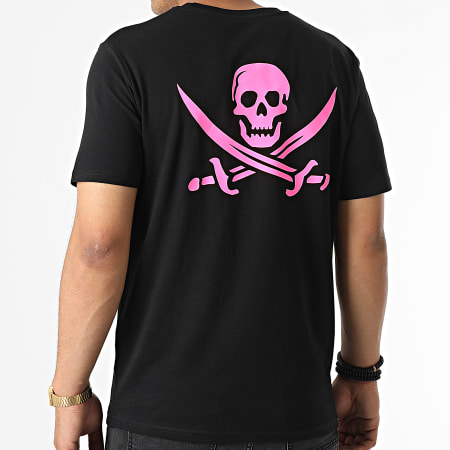 Zesau - Tee Shirt Pirate Bad Game Noir Rose Fluo