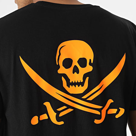 Zesau - Tee Shirt Pirate Bad Game Noir Orange Fluo