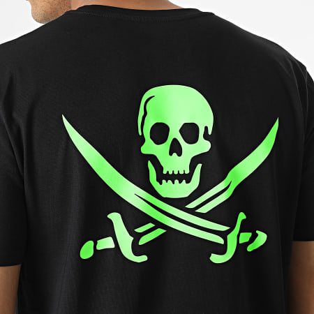 Zesau - Tee Shirt Pirate Bad Game Noir Vert Fluo