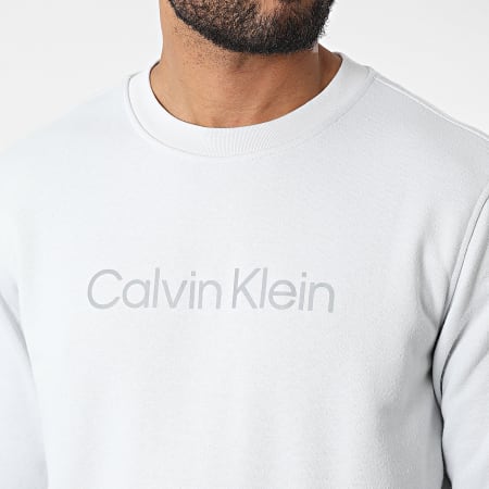 Calvin Klein - GMS2W305 Sudadera reflectante gris claro con cuello redondo