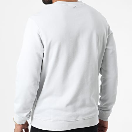 Calvin Klein - GMS2W305 Sudadera reflectante gris claro con cuello redondo