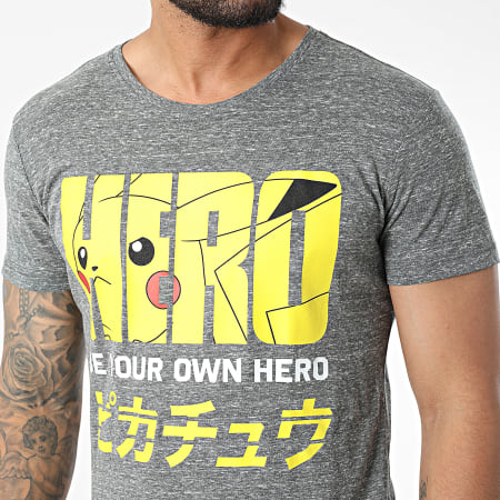 Pokémon - Camiseta Pika Hero Gris Antracita