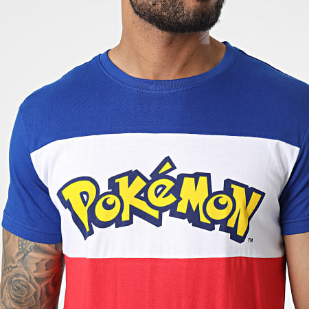 Pokémon - Tee Shirt Pokémon Colour Block Rouge Bleu Blanc