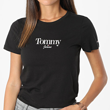 Tommy Jeans - Camiseta mujer Skinny Essential Logo 3696 Negra