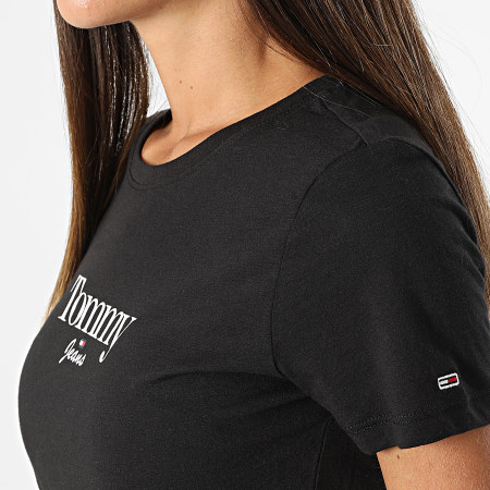 Tommy Jeans - Camiseta mujer Skinny Essential Logo 3696 Negra