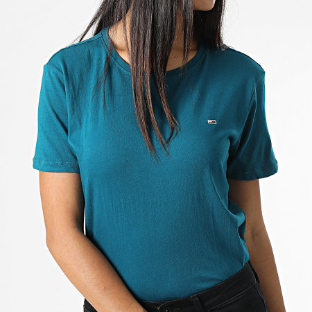 Tommy Jeans - Tee Shirt Femme Soft Jersey 6901 Bleu Pétrole