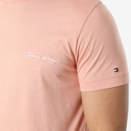 Tommy Hilfiger - Tee Shirt Firma Logo frontale 5479 Salmone