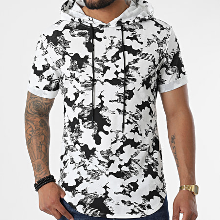 MTX - Tee Shirt Oversize A Capuche U9417 Blanc Noir Camouflage
