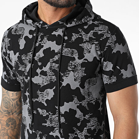 MTX - Camiseta oversize con capucha U9417 Gris Negro Camuflaje