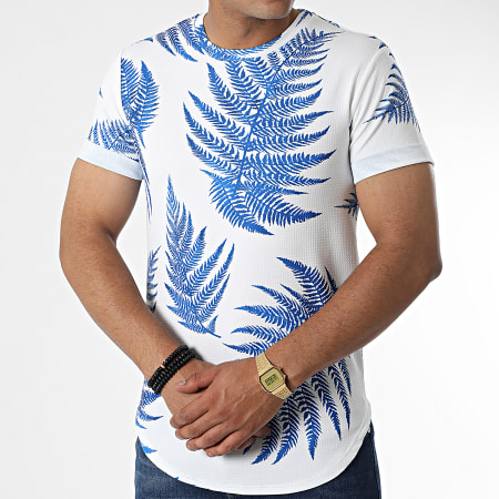 MTX - Oversize Camiseta U9424 Blanco Azul Real Floral