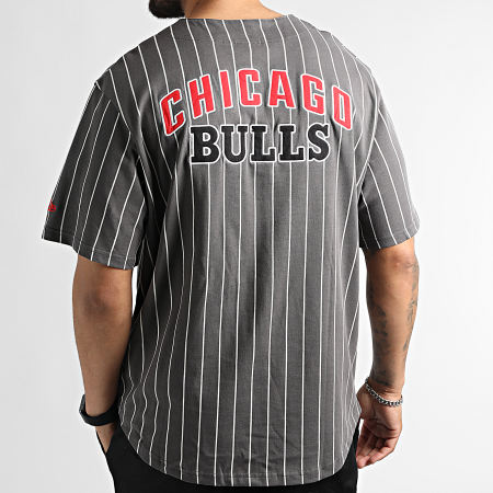 New Era - Maglia da baseball gessata Chicago Bulls 13324537 Grigio antracite