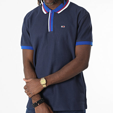 Tommy Jeans - Polo Manches Courtes Tipped Honeycomb 4100 Bleu Marine