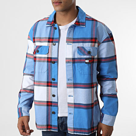 Tommy Jeans - Camisa casual a cuadros 4182 Azul claro