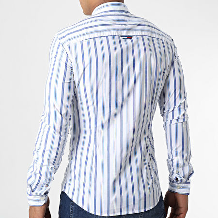 Tommy Jeans - Chemise Manches Longues Super Skinny Stripe 4187 Blanc