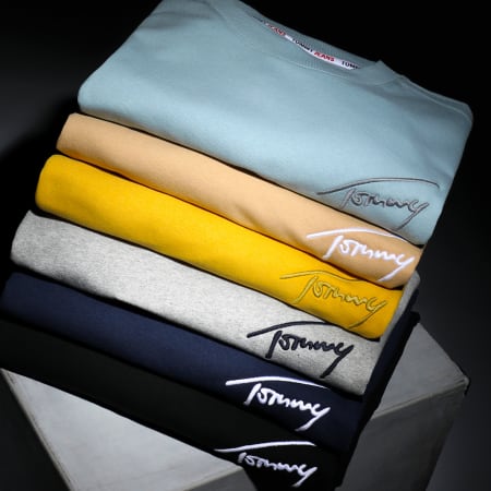 Tommy Jeans - Tommy Signature 5206 Sudadera de cuello redondo azul cielo