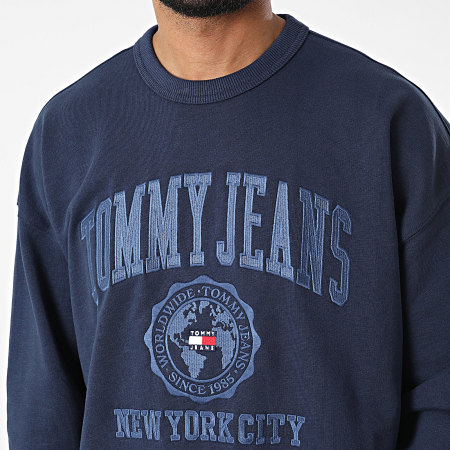 Tommy Jeans - Felpa girocollo Reverse Slub 3871 blu navy