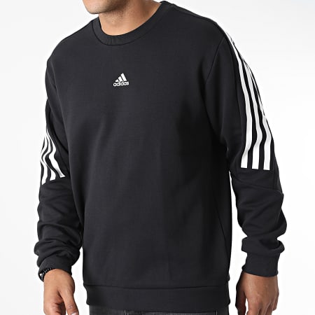 Adidas Sportswear - FI 3 Stripes Felpa girocollo HJ7846 Nero