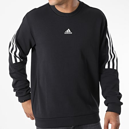 Adidas Sportswear - Sweat Crewneck A Bandes FI 3 Stripes HJ7846 Noir