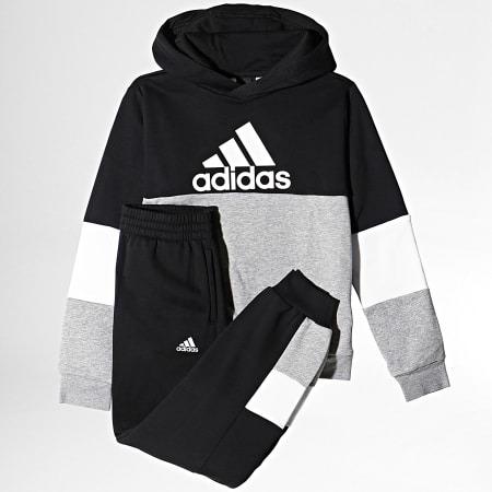 Adidas Sportswear - Tuta da ginnastica per bambini HN3481 Nero Heather Grey