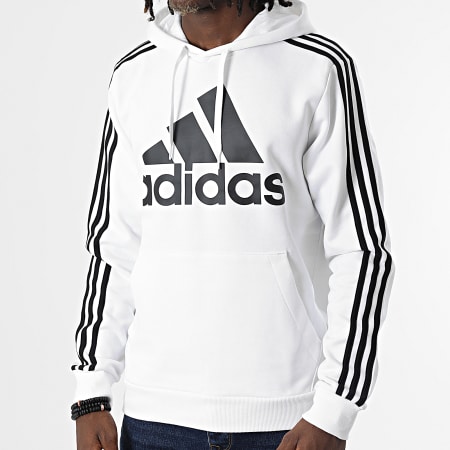 Adidas Sportswear - BL Felpa con cappuccio a 3 strisce HL2238 Bianco