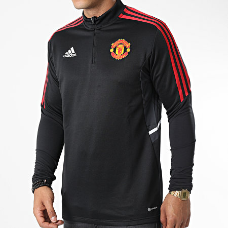 Adidas Performance - Manchester United Camiseta de manga larga a rayas H64013 Negro