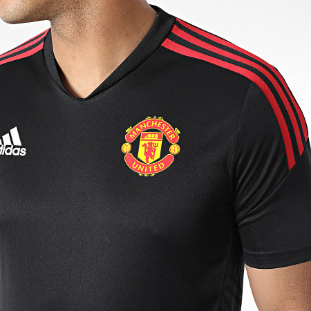 Adidas Performance - Camiseta de fútbol a rayas negras del Manchester United FC H64026