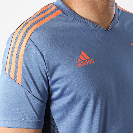 Adidas Performance - Manchester United FC Camiseta de fútbol a rayas azul claro HH9316