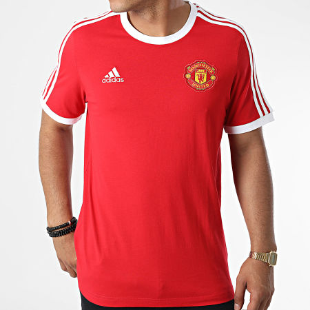 Adidas Sportswear - Tee Shirt A Bandes Manchester United DNA 3 Stripes HE6657 Rouge