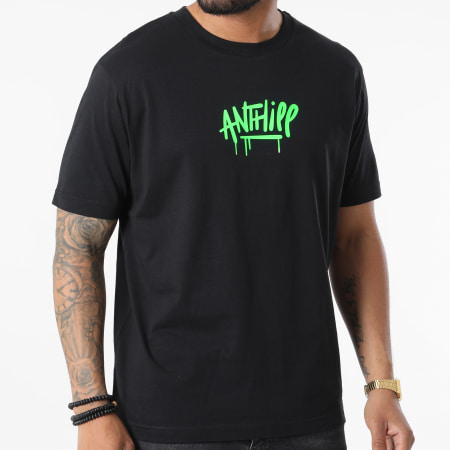 Anthill - Tee Shirt Script Noir Vert Fluo