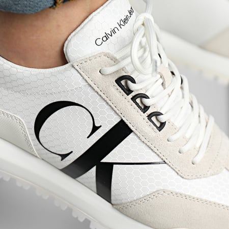 Calvin Klein - Nuove scarpe da ginnastica Retro Runner 0417 Bianco brillante
