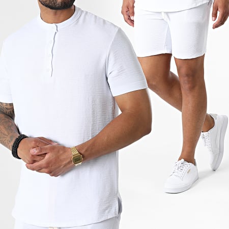 Uniplay - Set camicia a maniche corte e pantaloncini da jogging UY857 Bianco