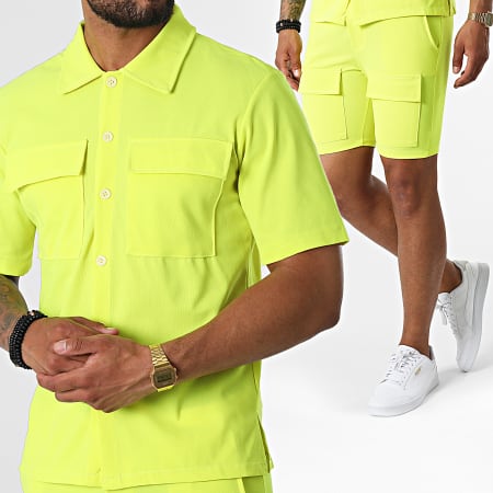 Uniplay - Set camicia a maniche corte e pantaloncini da jogging 22059 giallo fluo