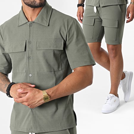 Uniplay - Set camicia a maniche corte e pantaloncini da jogging 22059 verde kaki