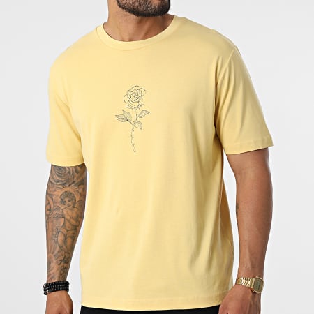 Luxury Lovers - Tee Shirt Oversize Large White Eclipse Barbed Outline Jaune