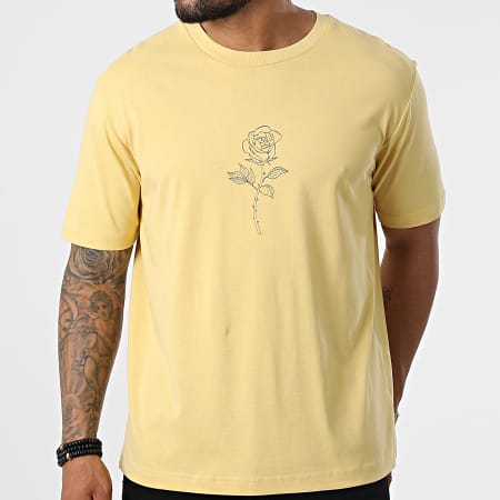 Luxury Lovers - Tee Shirt Oversize Large White Eclipse Barbed Outline Yellow