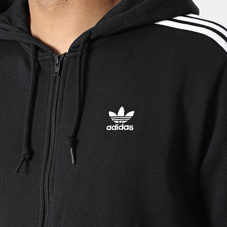 Adidas Originals - Sweat Zippé Capuche A Bandes 3 Stripes DV1551 Noir