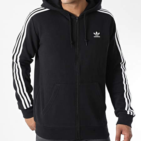Adidas Originals - Sweat Zippé Capuche A Bandes 3 Stripes DV1551 Noir