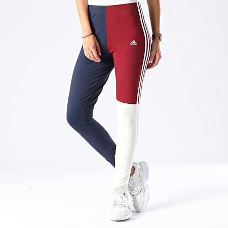 Adidas Sportswear - Legging Femme HJ9466 Bordeaux Bleu Marine Beige