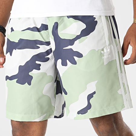 Adidas Originals - Grafica HF4873 Pantaloncini da jogging a righe mimetiche beige verde chiaro