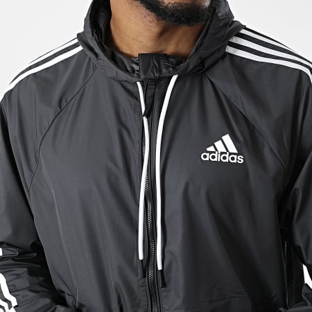 Adidas Sportswear - Giacca a vento con cappuccio BSC 3 Stripes H65776 Grigio antracite