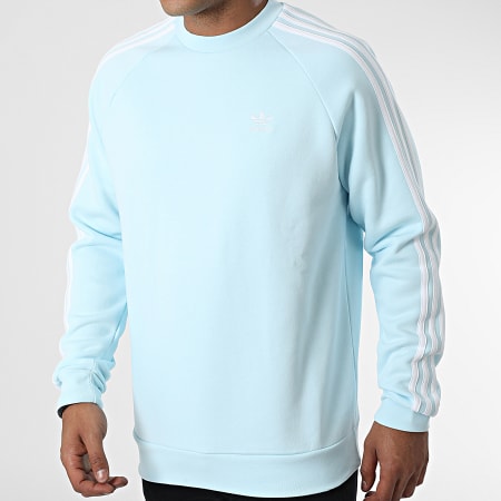 Adidas Originals - Sweat Crewneck A Bandes 3 Stripes HK7292 Bleu Clair