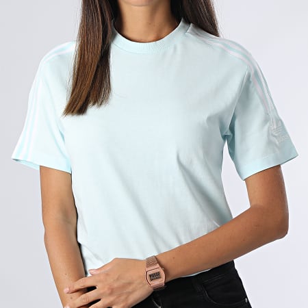 Adidas Originals - Camiseta mujer ajustada HN5902 Azul cielo