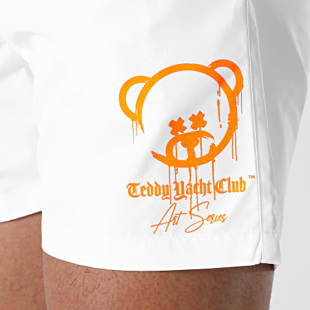 Teddy Yacht Club - Short De Bain Art Series Blanc Orange Fluo
