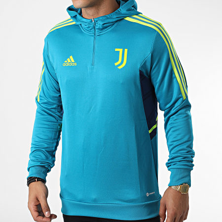 Adidas Performance - Juventus HA2632 Sudadera con capucha y cuello a rayas turquesa